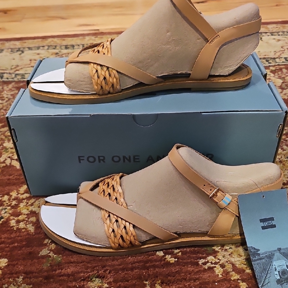 Toms Lexie Tan Woven Strap Sandals